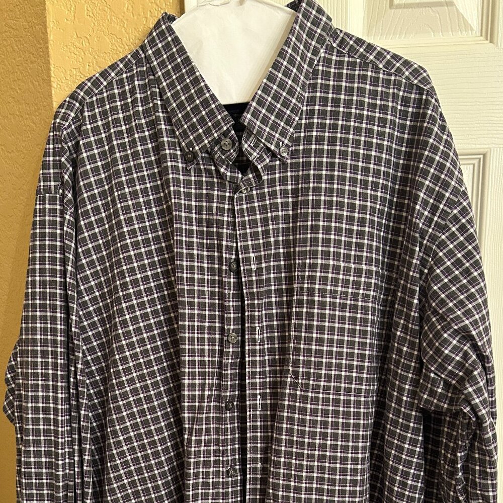 Scott Barber Long Sleeve Men's Shirt - Gray and Purple Plaid - XXL -100% Cotton